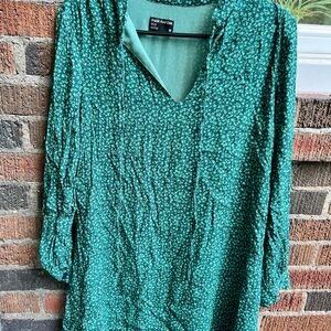Frank & Oak Green Patterned Mini Dress
